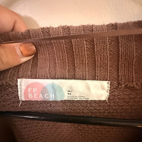 Free People Hailee Cardigan Lounge Set Size XL Brown Waffle Knit 2 Piece NWOT - Picture 5 of 6